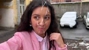 Katty West - Cum Walk . Cutie got Huge Cumshot and went for a Walk With Cum  on Face