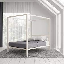 Think outside the box with the dhp emerson metal canopy bed. Dhp Modern Metal Canopy Bed Queen White Walmart Com Walmart Com