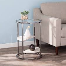They're strong and sturdy, but remarkably easy to install—in no time. Lademore Round Side Table With Faux Stone Black Aiden Lane Target