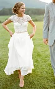 Hochzeitskleid a linie spitze lassen sich mittels passenden pumps zu einem edelen crazy outfit zusammenstellen. Eine Linie Einfache Landmutze Armel Garten Hochzeitskleid Gbwd192