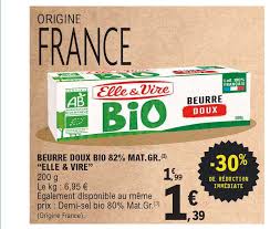 Offre Beurre Doux Bio 82 Mat Gr Elle Vire Chez E Leclerc