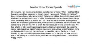 Free Maid Of Honor Speeches Lovetoknow Funny Wedding Speeches Wedding Quotes Funny Maid Of Honor Speech