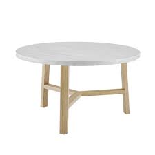 Walker Edison Furniture Company 30 In White Marble And Round Coffee Table Modern Coffee Table White Round Coffee Table