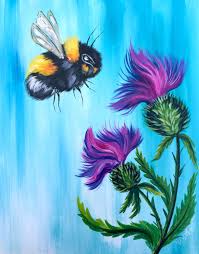Beginners Learn To Paint Full Acrylic Art Lesson Of A Very Easy Bumble Bee Enjoying These Fluffy Thistles This Is A Begin Bee Painting The Art Sherpa Painting
