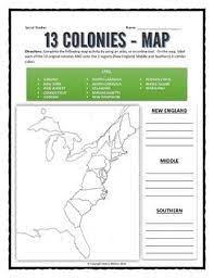 13 Colonies American Colonies Map Assignment With Key Social Studies Middle School Social Studies Education Social Studies Elementary