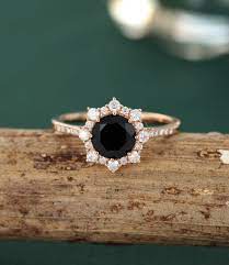 Black Onyx Engagement Ring Rose Gold Vintage Engagement Ring Etsy Onyx Engagement Ring Black Onyx Engagement Ring Engagement Rings Vintage Halo