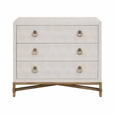 Overstock.com has been visited by 1m+ users in the past month Strand Shagreen 3 Drawer Nightstand In White Shagreen And Brushed Gold 6120 Wht Shg Gld
