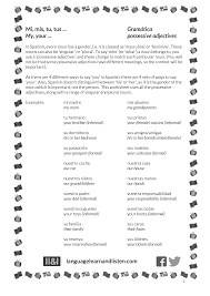 How do you say the time in spanish after 30? Spanish Possessive Adjectives Mi Mis Tu Tus My Your Teaching Resources