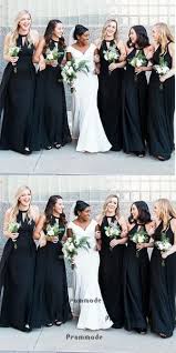 A Line High Neck Black Chiffon Bridesmaid Dresses Cheap Bridesmaid Dr Black Bridesmaid Dresses Long Black Chiffon Bridesmaid Dresses Wedding Bridesmaid Dresses