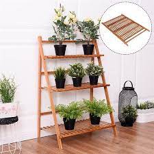 Tmishion Multi Layer Foldable Flower Plant Pots Display Rack Stand Shelf Storage Rack Shelving Unit For Balcony Living Room Garden Patio Indoor And Outdoor Deco Garden Shelves Wooden Plant Stands Flower