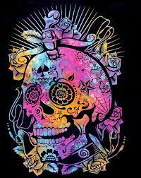 Select from premium sugar skull images of the highest quality. Psychedelic Sugar Skull Tapestry Calaveros Sugar Skull Skull Skull Art