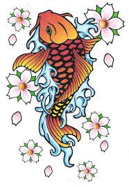 Cherry blossom and koi fish is another popular tattoo design. Koi Fish With Cherry Blossoms Fish Drawings Drawings Koi Fish
