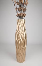 Leewadee Tall Big Floor Standing Vase For Home Decor 90 Cm Mango Wood Golden Floor Vase Decor Large Floor Vase Floor Vase