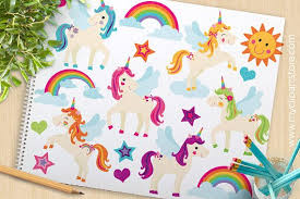 Little Unicorns Clipart Rainbows Pegasus Rainbows Cute Sun Stars Magical Little Pony Commercial Use Vector Clip Art Htv Little Unicorn Clip Art Rainbow Mermaid
