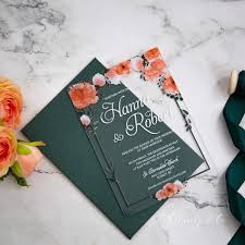 Maybe you would like to learn more about one of these? Peach Orange And Green Floral Acrylic Wedding Invitation Ca029