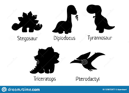 Download Set Of Vector Baby Dino Silhouettes Tyrannosaurus Triceratops 740968 Png Images Pngio
