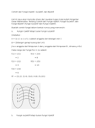 Contoh :himpunan p = {1, 2, 3} dan q = {p, q, r}. Contoh Dari Fungsi Injektif