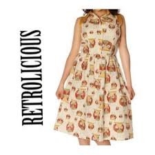 retrolicious owl pinup rockabilly dress sz 1x euc