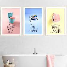 Canvas wall print sign wood frame bathroom wall decor word search forgot phone funny art lightweight hanging decoration black or walnut wood. Funny Kids Bathroom Art Posters And Prints Pink Navy Blue Toilet Cartoon Canvas Painting Wall Art Pictures For Home Decoration Kids Bathroom Art Kids Bathroom Wall Art Modern Canvas Painting