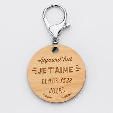 Porte Cles Grave Personnalise Medaille Bois Ronde Je T Aime Depuis Porte Cle Grave Porte Cle Porte Cle Personnalise