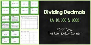 dividing decimals by 10 100 or 1 000 the curriculum