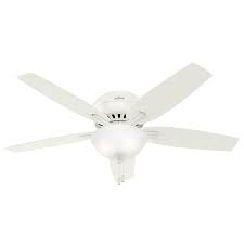 Highlights in the finish accentuate the chauncey's detailed housing, Hunter Newsome Led 52 In Fresh White Led Flush Mount Ceiling Fan With Light 5 Blade In The Ceiling Fans Department At Lowes Com