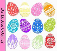 Easter Egg Clip Art Graphic Colorful Easter Eggs Clipart Etsy In 2021 Easter Colors Easter Eggs Vintage Easter Cards