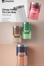 Download Glossy Round Tin Can Box Mockup Set Box Mockup Tea Box Tin Can