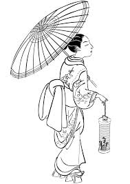 A beach is a landform alongside a body of water which consists of loose particles. Japanese Woman With Umbrella Coloring Page Free Printable Coloring Pages For Kids