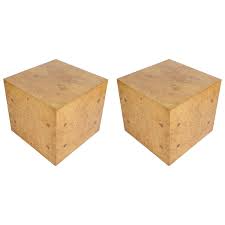 Milo Baughman Thayer Coggin Pair Of Burl Wood Cube End Tables Burled Wood Wood End Tables