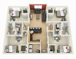 Desain Rumah Mewah 1 Lantai 4 Kamar Tidur Denah Rumah Rumah Minimalis Rumah