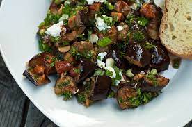 roasted eggplant salad with smoked almonds and goat cheese roasted eggplant salad roast eggplant eggplant salad
