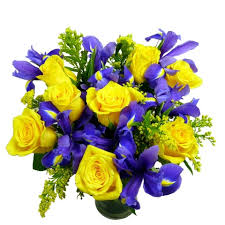 Turn your yellow roses delivery into a yellow roses gift delivery when you add on gift options like teddy bears, chocolate and balloons to your bouquet. Sunny Rose And Iris Bouquet Free Uk Delivery Post A Rose Flowers Mothers Day Flowers
