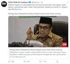 Lalu menteri agama, yang bukan ahli agama ini, berhalusinasi. Soal Menag Fachrul Razi Fadli Zon Menteri Ini Diganti Saja Pak Jokowi