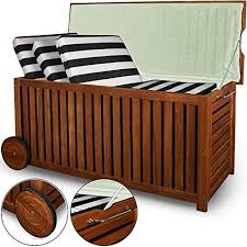 Touch device users, explore by touch or with swipe gestures. Garten Auflagenbox Mit Innenplane Und Radern Aufbewahrungsbox Holz Gartenbox 117cm Akazie Rollbar Kissenbox Truhe Sitztruhesitztruhe