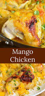 Mango Chicken Recipe Is A Delicious Baked Chicken Cooked With Sweet And Spicy Chunky Mango Sauce It Takes Ab Mango Chicken Recipes Mango Sauce Chicken Recipes