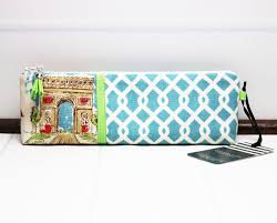 Pencil Holder In Blue French Fabric Flat Bottom Pouch Long Etsy Zipper Bags Makeup Brush Bag Custom Bags