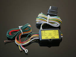 The wiring diagram is color coded and shows both the trailer side and the vehicle side. Add On 45 1848 5 To 4 Motorcycle Trailer Wire Harness Converter