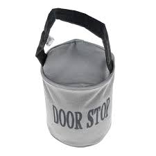 Home intuition door draft stopper & cloth weather seal. Grey And Black Filled Fabric Door Stop With Handle