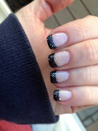 French Tip Manicure Black With A Little Sparkle With Images