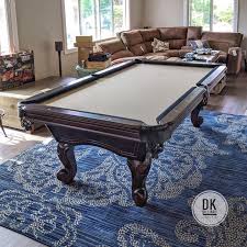 8 Foot Abc Newport Pool Table Installation In Orange Khaki Bed And Black Rails With New Black Leather Shield Pockets Billiar In 2020 Pool Table Billiards Play Pool