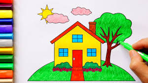 Some houses are haunted, while others. House Coloring Pages Coloring House In A Garden With Sun And Cloud In The Sky Youtube