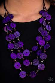 Paparazzi Accessories Tiki Tango Purple Purple Necklace Matching Earrings Necklace
