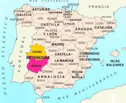 Spain is bordered by mediterranean sea, gibraltar, france, andorra, bay of biscay. Extremadura Is An Autonomous Community Of Western Spain Whose Capital City Is Merida Its Component Provinces Are Caceres And Badajoz It Is Bordered By Voyage
