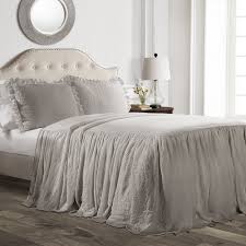 Retro barn carries modern country farmhouse bedding sets featuring natural fibers, neutral colors and lots of vintage inspired touches. Lush Decor Gray Ruffle Skirt Bedspread Shabby Chic Farmhouse Style Lightweight 3 Piece Set King Buy Online In Antigua And Barbuda At Antigua Desertcart Com Productid 96760846
