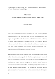 Concluding statements in your paper can also help to refocus the reader's attention to the most important points and supporting evidence of your arguments or position that you presented in your research. Doc Property As Socio Legal Institution Practice Object Idea Antonia Layard Academia Edu