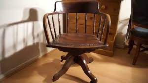 En 12520 and en 1022. Antique Oak Captains Desk Chair Swivel Height Tilt Adjustable Youtube