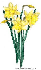 Daffodils Cross Stitch For Mural Cross Stitch Flowers Cross Stitch Floral Cross Stitch