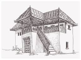 Old House Sketch 4 House Sketch Architecture Sketch Village House Design