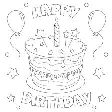 You want a cake happy birthday. Coloring Page Happy Birthday Stock Vector Illustration Of Bakery Black 168688600